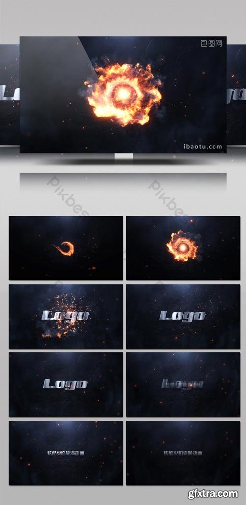 PikBest - Cool flame vortex reveals logo title animation AE template - 1223187