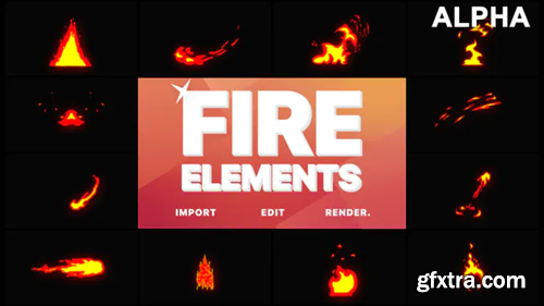 Videohive Cartoon Fire Elements | Motion Graphics Pack 21798887