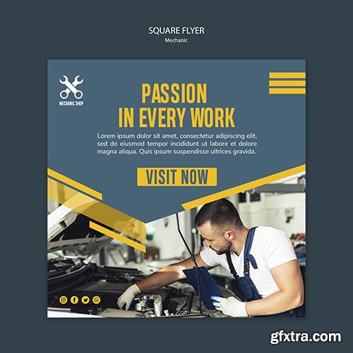 Square flyer template for mechanic profession