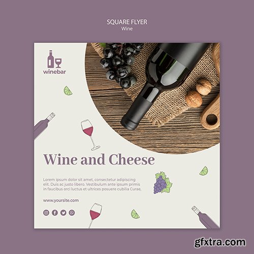 Square flyer template for wine tasting