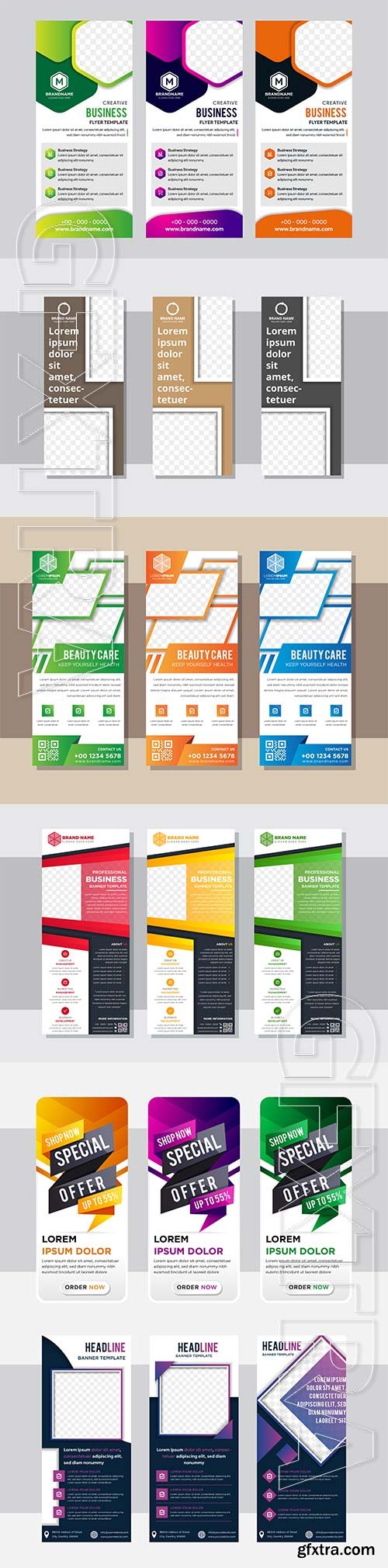 Roll up business vertical brochure vector flyer