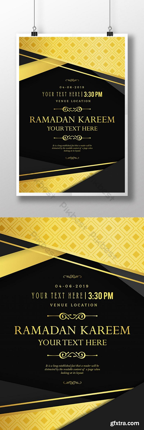 Golden and Dark Style Ramadan Kareem Royal Background Poster Template PSD