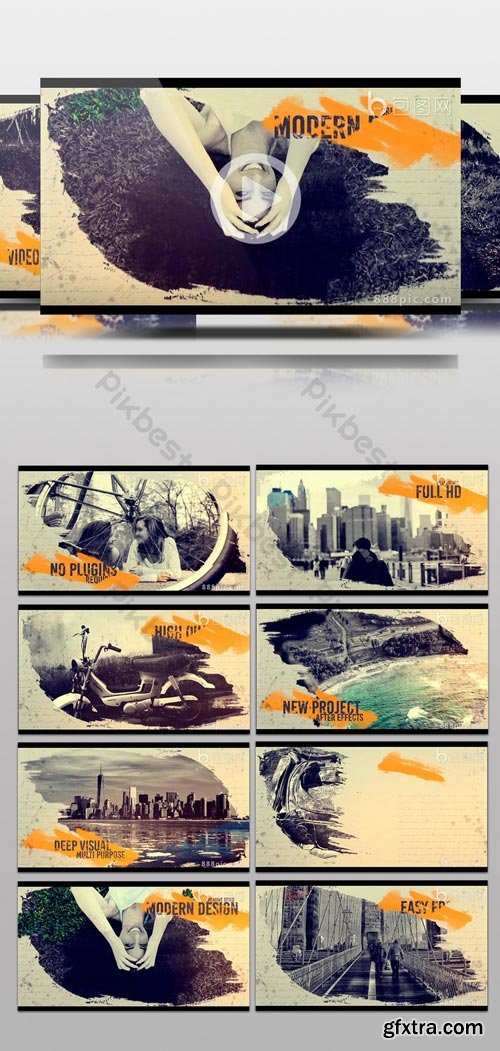 PikBest - Brush smear ink animated retro photo photo Brochure AE template - 143222
