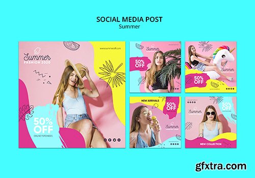 Social media post template with summer sale