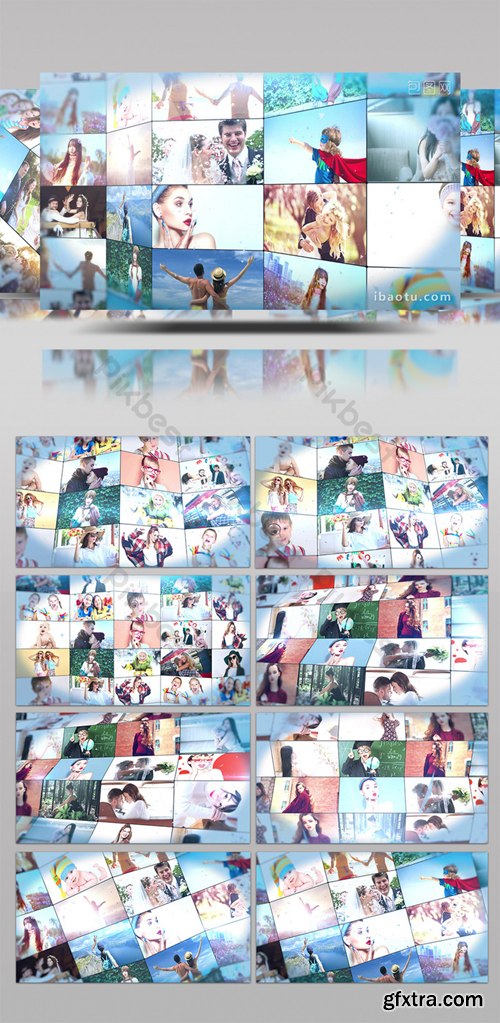 Creative multi-picture folding photo wall Brochure display AE template Video Template AEP 1471442