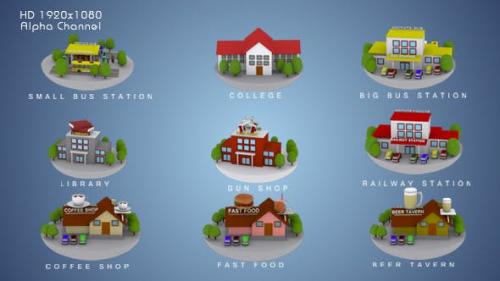 Videohive - 3D Animated Building Icon Pack 3 - 9852024