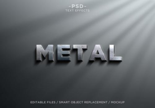 3d Realistic Metal Effects Editable Text Premium PSD