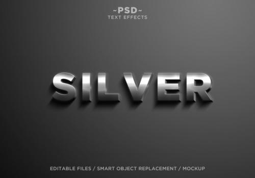 3d Realistic Silver Effects Editable Text Premium PSD
