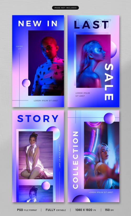 Neon Glow Story Template Collection Premium PSD