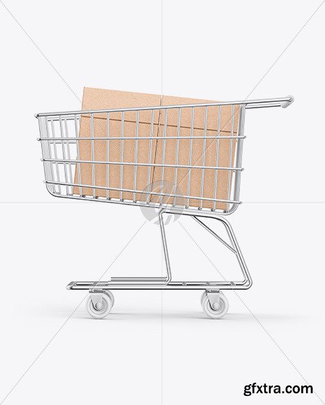Shopping Cart W/ Kraft Boxes Mockup 58917