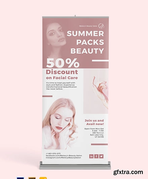 Beauty Care Roll Up Banner Template