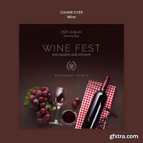 Square flyer template for wine tasting