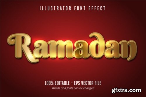 Ramadan Text Effect, Shiny Gold Alphabet