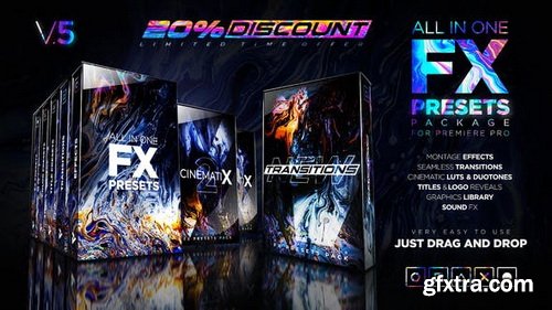 Videohive - Presets Pack for Premiere Pro: Effects, Transitions, Titles, LUTS, Duotones, Sounds V5 - 24028073