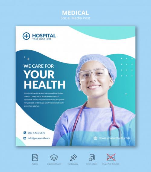 Medical Health Square Flyer Banner Instagram Post Template Premium PSD