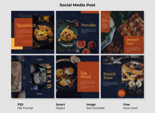 Modern Food And Beverages Sale Instagram Post Banner Editable With Smart Object Psd Premium PSD