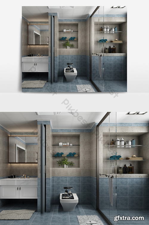 Simple and custom-made bathroom Decors & 3D Models Template MAX