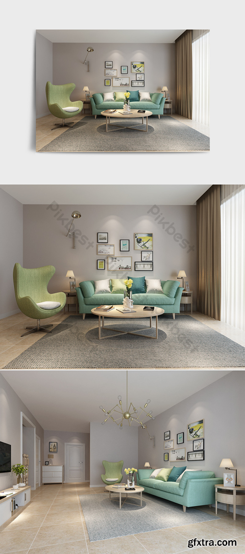 Modern living room 3Dmax renderings Decors & 3D Models Template MAX