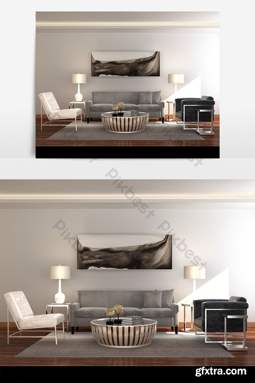 Postmodern minimalist sofa coffee table combination max Decors & 3D Models Template MAX