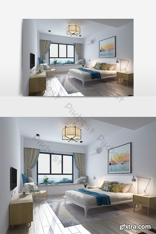 Chinese style elegant old bedroom model Decors & 3D Models Template MAX
