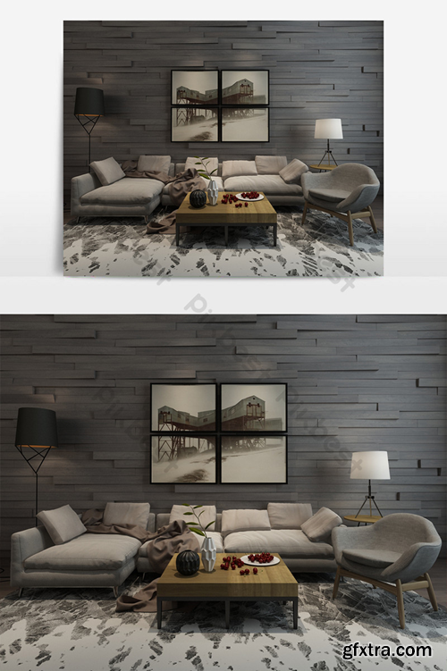 Nordic minimalist sofa coffee table combination max Decors & 3D Models Template MAX