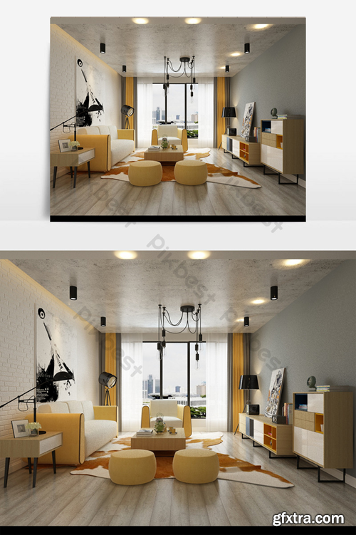 Modern style living room design max model renderings Decors & 3D Models Template MAX