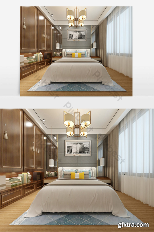 Modern minimalist style bedroom max renderings Decors & 3D Models Template MAX