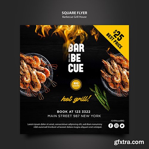 Flyer template with barbeque design