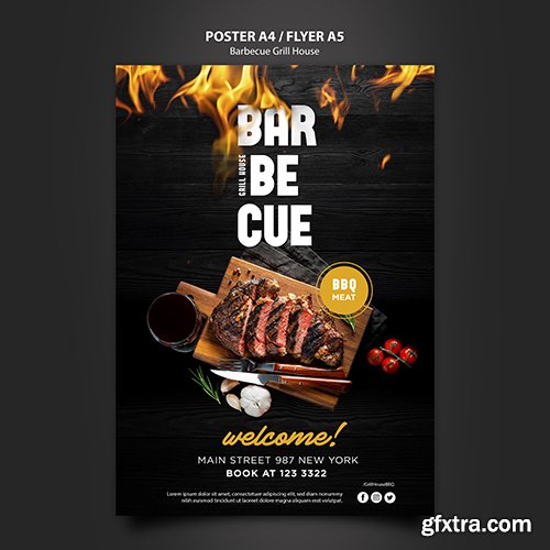 Poster template with barbeque