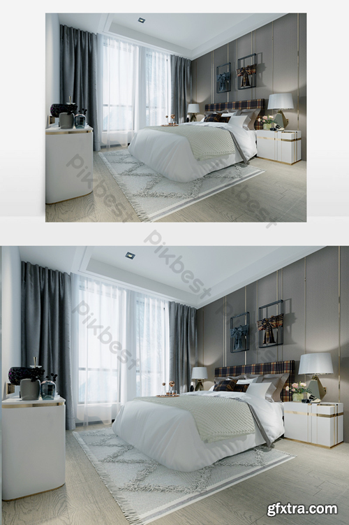 Comfortable light life feeling bedroom design renderings Decors & 3D Models Template MAX