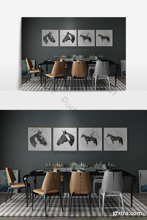 Grey minimalist dining table Decors & 3D Models Template MAX