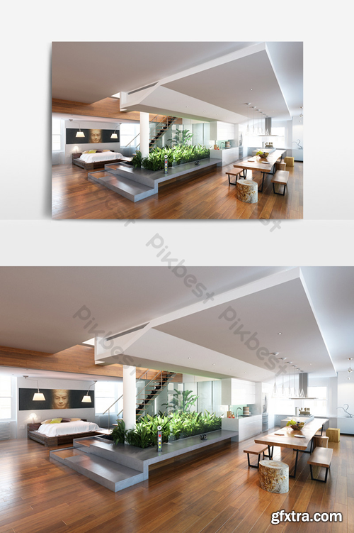 Duplex building interior design model Decors & 3D Models Template MAX
