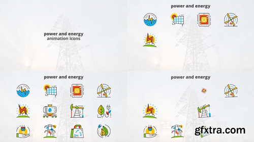 MotionElements Power and energy flat animated icons 14680841