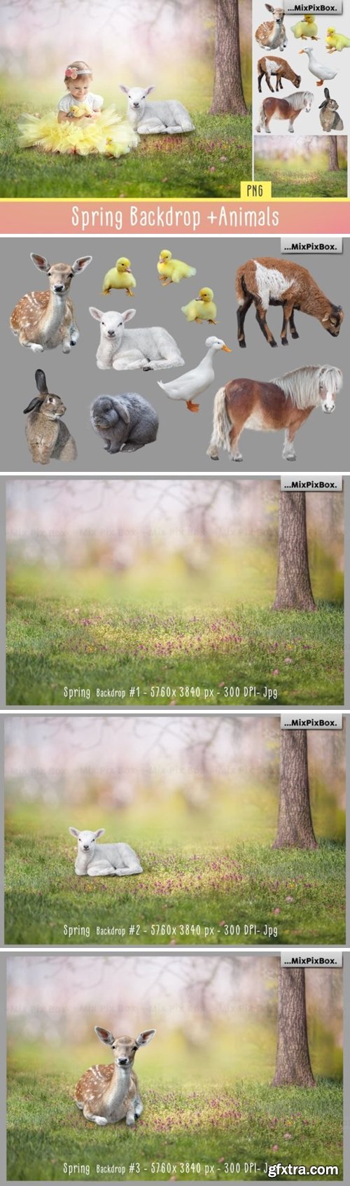 Spring Backdrop + Animals 3957767