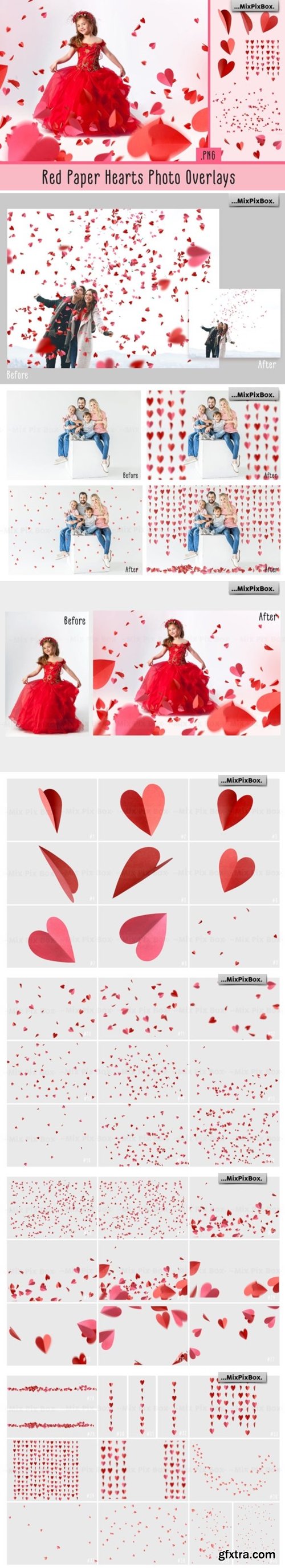 Red Paper Hearts Overlays 3957782