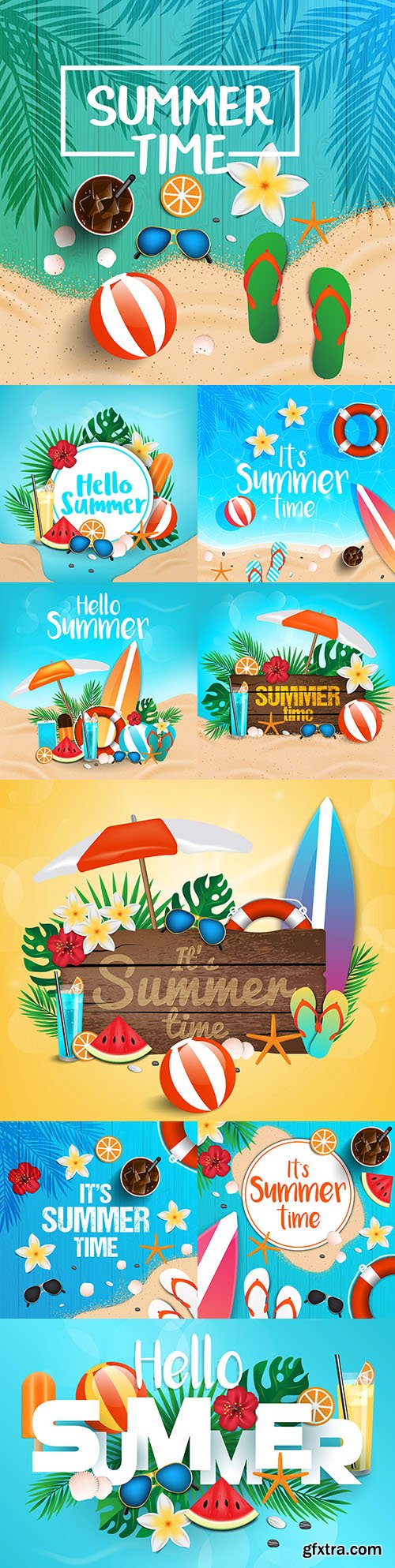 Hello summer holidays tropical background
