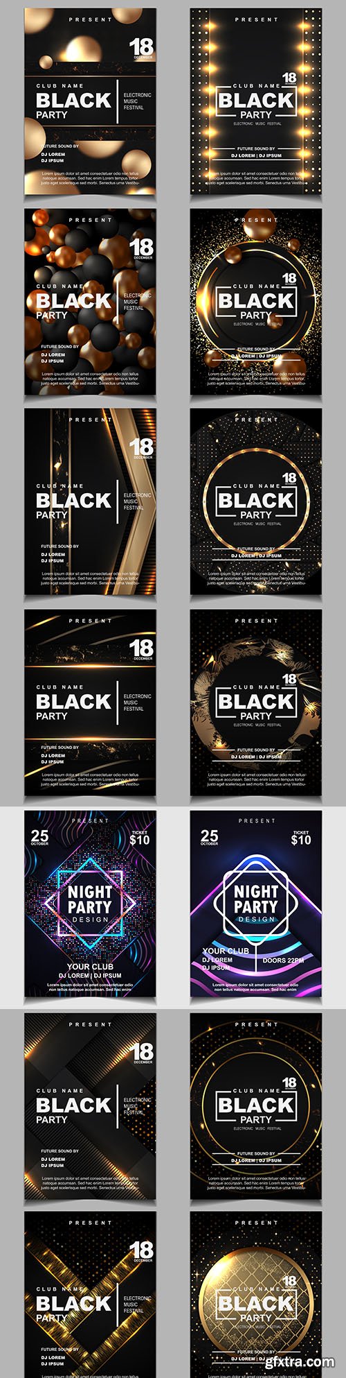 Black and gold nightclub flyer design poster