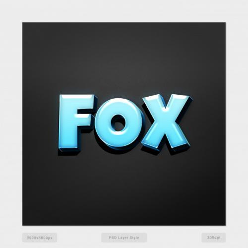 Fox 3d Text Style Effect Premium PSD