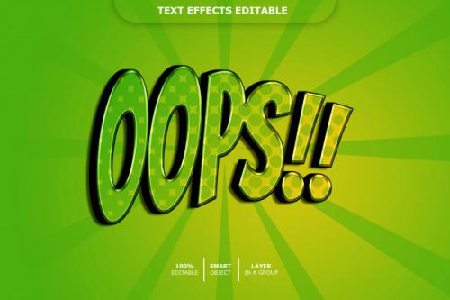 Oops 3d Text Style Effect Premium PSD