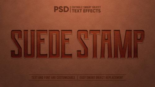 Suede Embossed Stamp Editable Text Effect Premium PSD