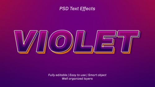 Violet 3d Text Style Effect Premium PSD