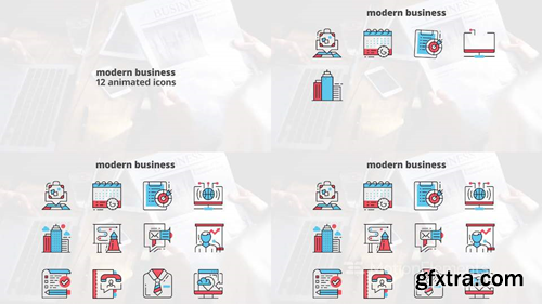 MotionElements Modern business flat animation icons 14680928