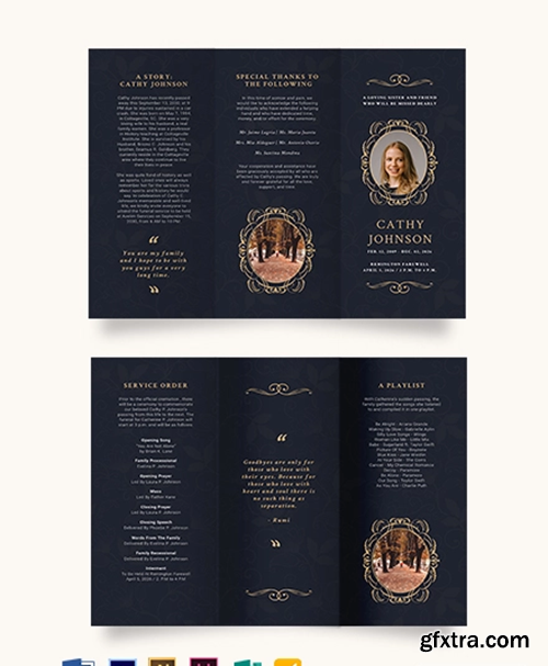 Elegant Funeral Obituary Tri-Fold Brochure Template