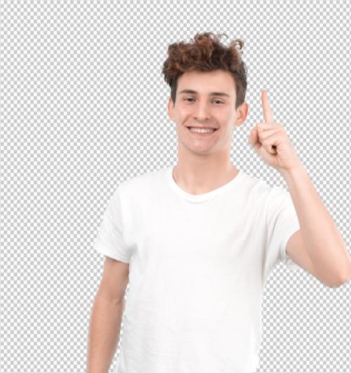 Happy Young Guy With A Gesture Of Number One Premium PSD