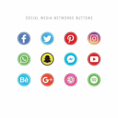 Pack Of Social Media Network Buttons Premium PSD