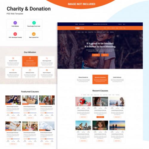 Charity & Donation Web Ui Design Premium PSD