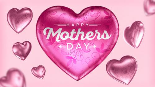 Happy Mother's Day With Hearts For Composition Premium PSD