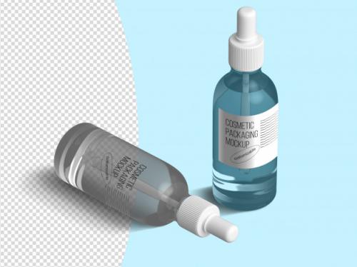 Isometric Cosmetic Dropper Bottle Mockup Template Premium PSD