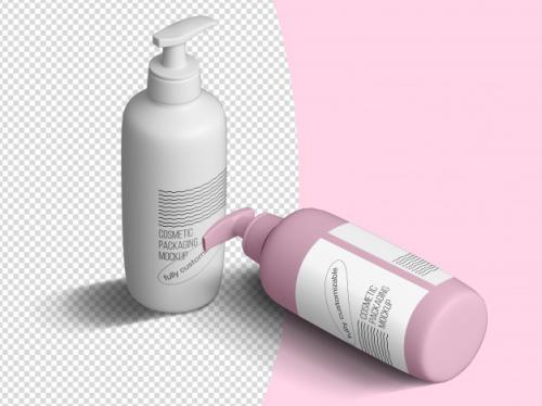 Isometric Cosmetic Soap Bottle Mockup Template Premium PSD