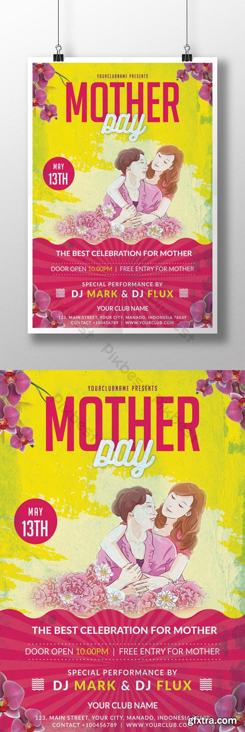 Happy Mother Day Celebration Poster Template PSD